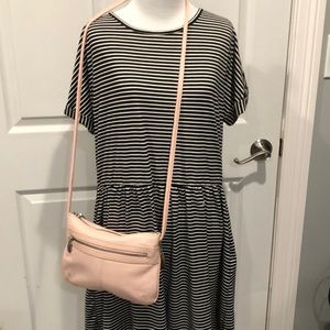 Pink leather Tignanello crossbody handbag